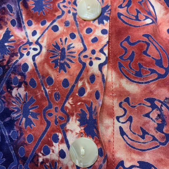 Multicolored Nomadic Traders Rayon Batik Shirt, S, for men too, runs large. - Picture 6 of 11